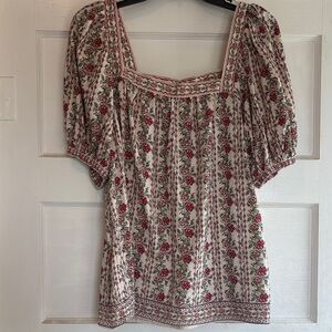 Max Studio Red and Cream Patterned Blouse
